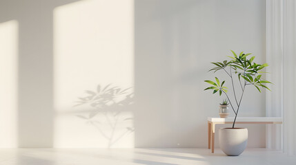 Minimal style interior room with white wall  3D rendering : Generative AI