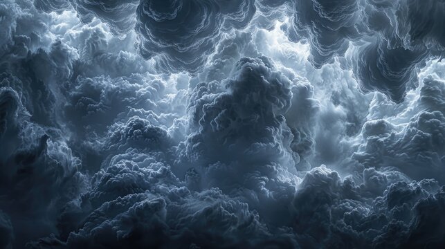 Intimate Close-Up of Mammatus Clouds Against Stormy Grey Background Showcasing Dramatic and Heavy Appearance