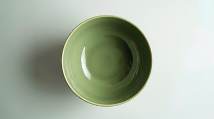 new empty green ceramic bowl isolated on white background top view : Generative AI