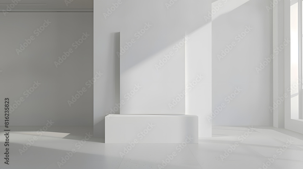 Aufkleber a grand white canvas in a minimalist room is a focal point that encourages reflection : generative a
