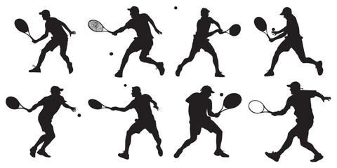 Tennis Player Silhouettes Set
