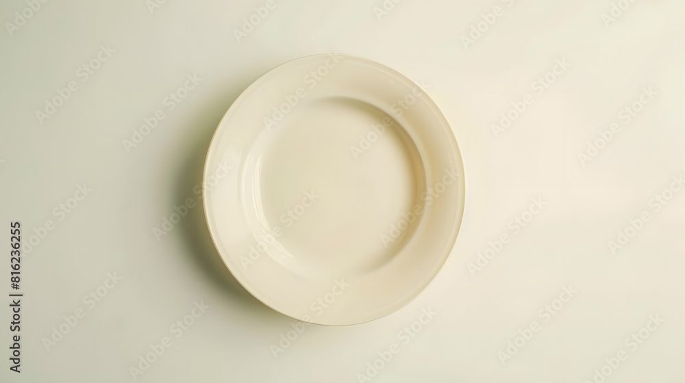 Aufkleber Top view of empty plate on white background : Generative AI