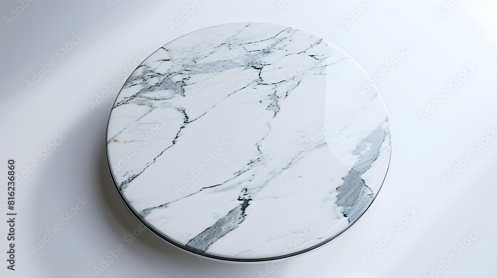 Aufkleber White marble stone table top isolated on white background for product display : Generative AI