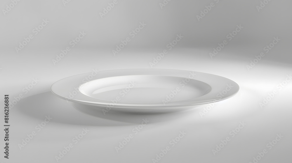 Aufkleber white plate in three dimensions on a white background : generative ai