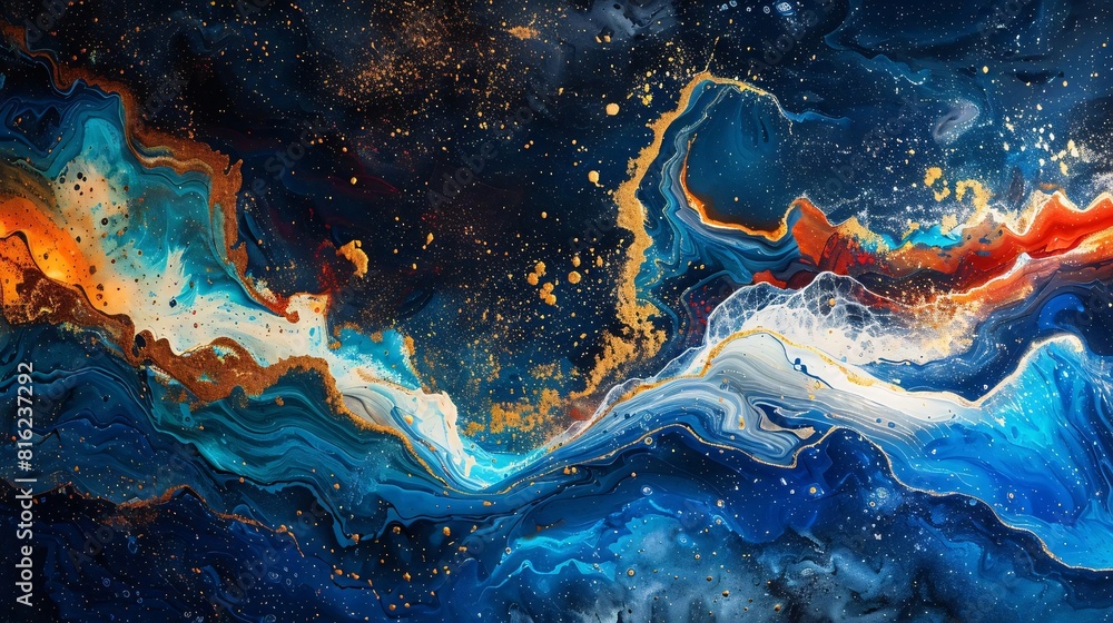 Poster a dynamic and colorful abstract representation of ocean currents
