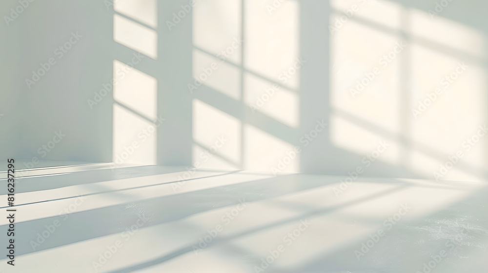 Leinwandbilder Abstract white studio background for product presentation Empty room with shadows of window Display product with blurred backdrop : Generative AI