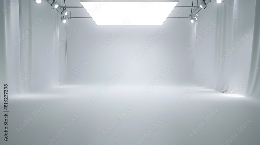 Poster white room background white empty room with spotlights for products and design white studio room : g