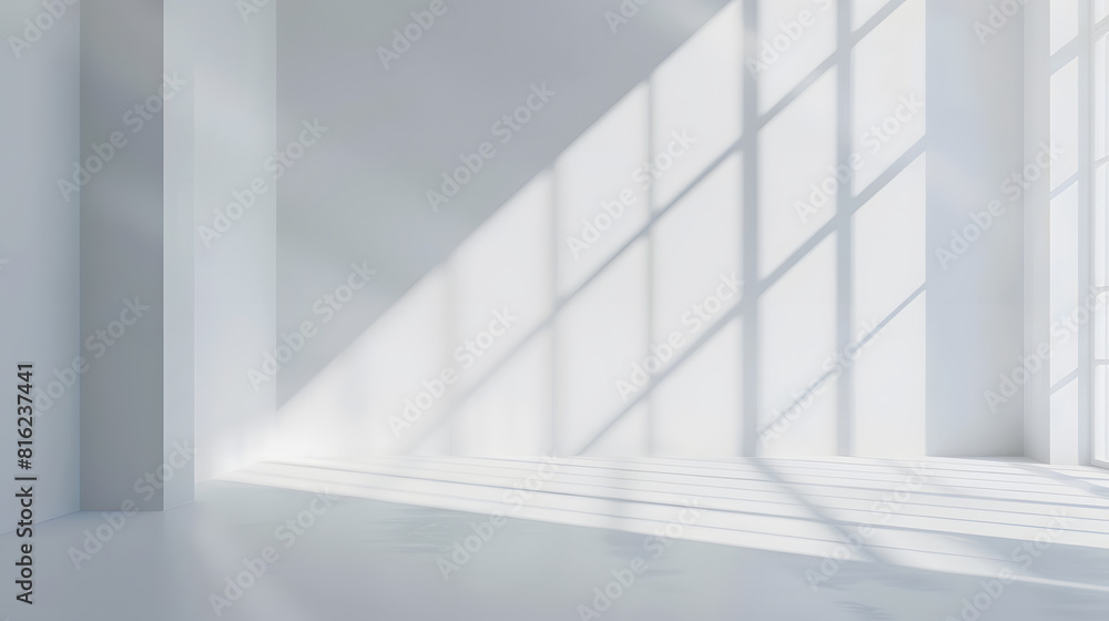 Leinwandbilder Abstract white studio background for product presentation Empty room with shadows of window Display product with blurred backdrop : Generative AI