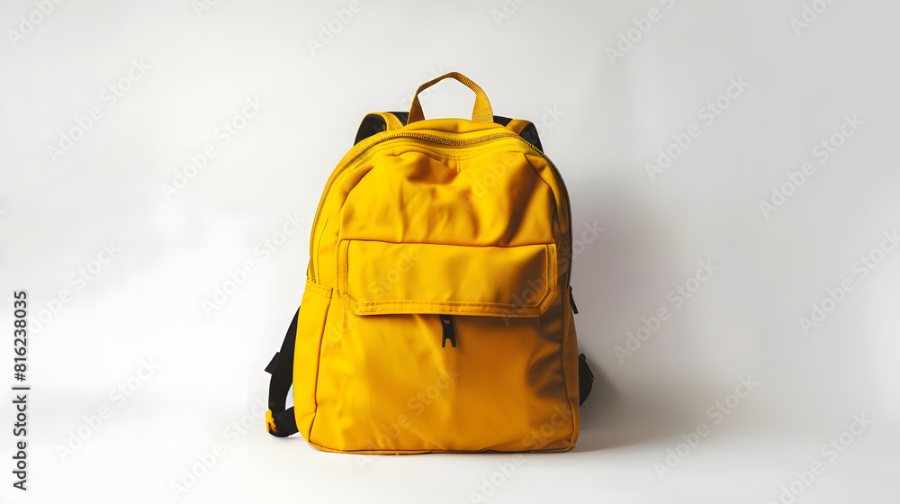 Poster empty school backpack on white background : generative ai