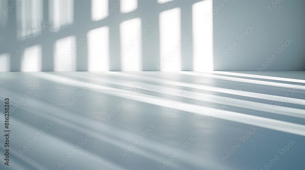 Leinwandbilder Abstract white studio background for product presentation Empty room with shadows of window Display product with blurred backdrop : Generative AI