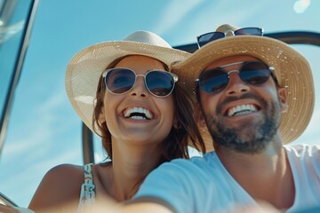 Obraz premium Fashionable Couple Driving Tour