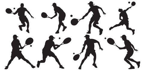 Graceful Tennis Player Silhouettes: Shot Collection