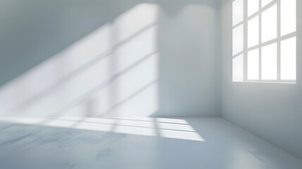 Obraz premium Abstract white studio background for product presentation Empty room with shadows of window Display product with blurred backdrop : Generative AI