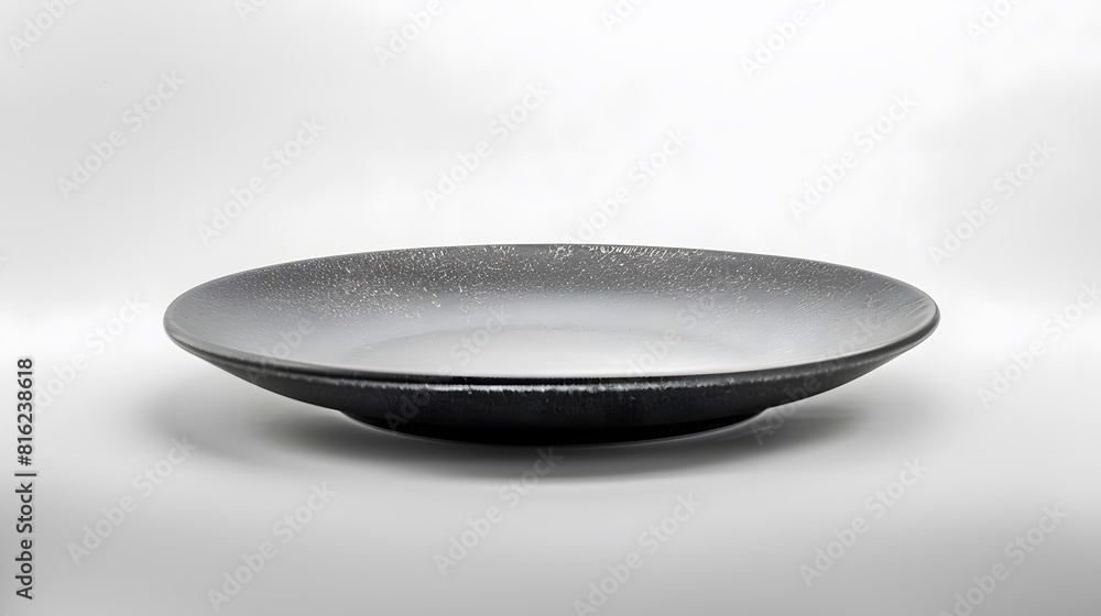 Poster gray Round Empty Textured plate on white background isolated selective focus : Generative AI