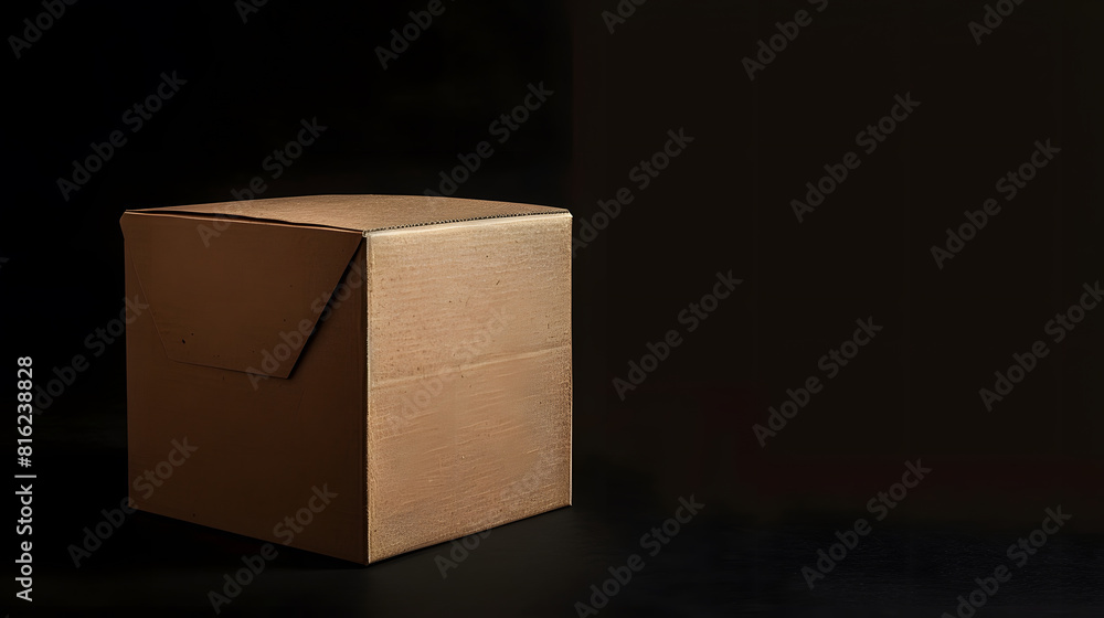 Aufkleber paper box isolated on black background : generative ai