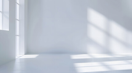 Obraz premium Abstract white studio background for product presentation Empty room with shadows of window Display product with blurred backdrop : Generative AI