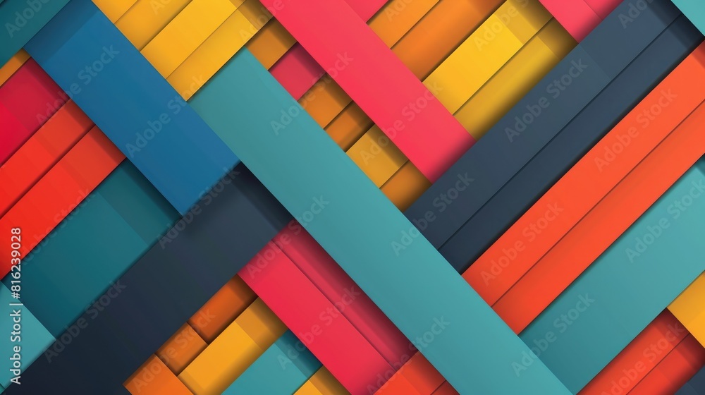 Poster Colorful Overlapping Striped Pattern in a Modern Geometric Style for Design Concept