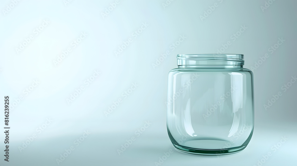 Poster empty glass jar isolated on white with clipping path : Generative AI