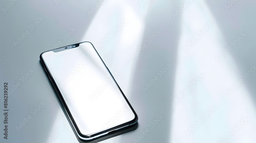 Poster Smartphone with a blank screen on a white background Smartphone mockup closeup isolated on white background : Generative AI