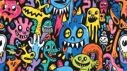 Abstract graffiti monsters