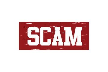 square grunge red scam stamp