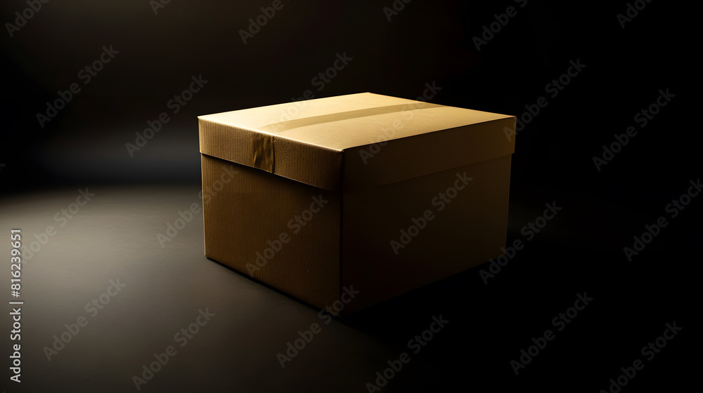 Aufkleber paper box isolated on black background : generative ai