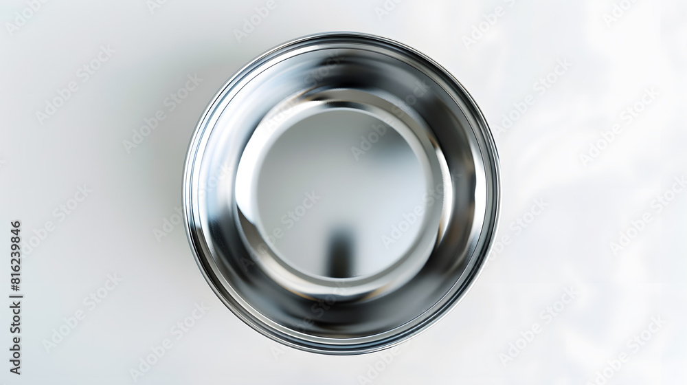Poster top view of empty stainless steel bowl isolated on white : generative ai