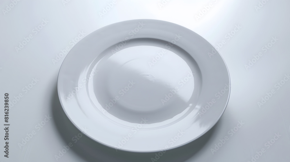 Poster clean empty ceramic plate isolated on white : generative ai