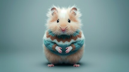 Cute hamster in sweater. 3D vector illustration.