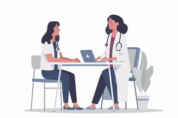 female doctor performing checkup on patient healthcare and medicine concept flat vector illustration
