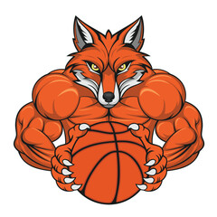 basketball mascot fox vector illustration design