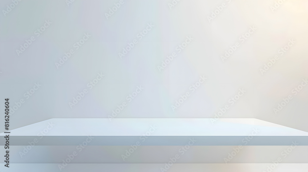 Poster empty white table top mock up white desk and white background : generative ai