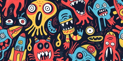 Naklejka premium cartoon alien monsters