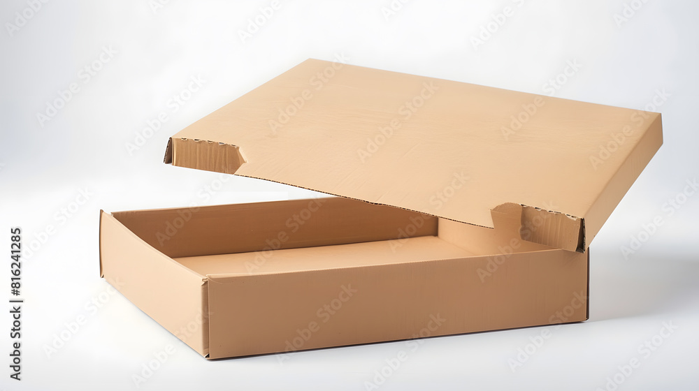 Aufkleber blank cardboard pizza box with copy space for your design on a white background : generative ai
