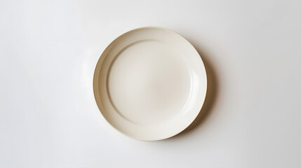 Empty ceramic round plate isolated on white background : Generative AI
