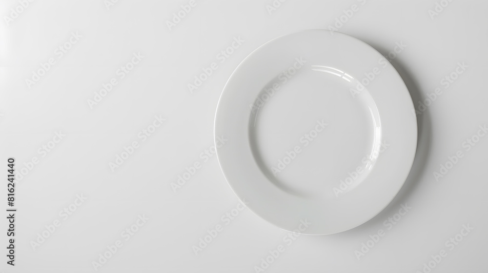 Poster empty white plate on a white background : generative ai