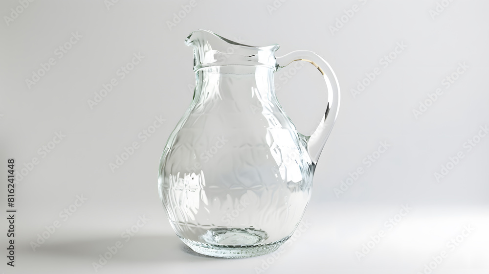 Poster Empty glass jug isolated on white background Clipping path : Generative AI