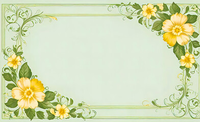 Simple light green scroll line with empty center, vintage floral shabby chic background, empty copy space, smartphone background,