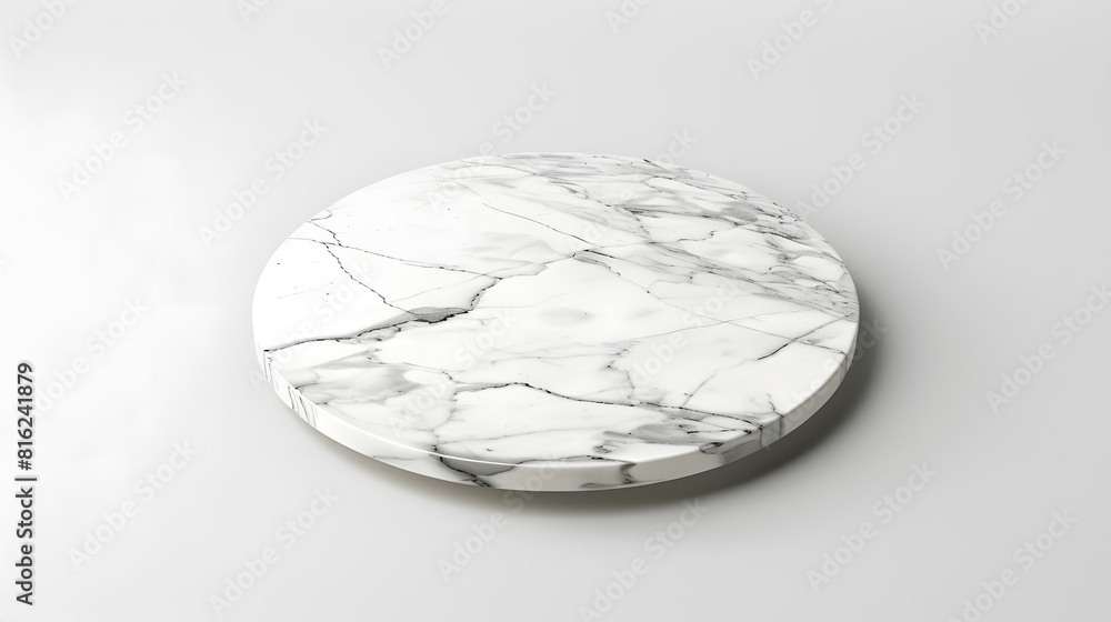 Poster white marble stone table top isolated on white background for product display : generative ai