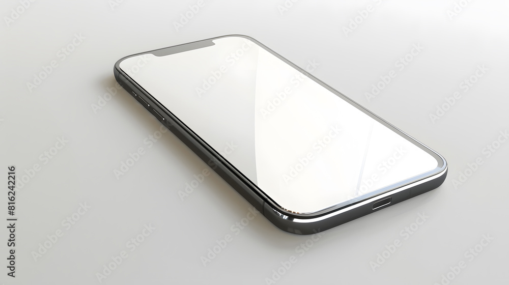 Aufkleber Smartphone with a blank screen on a white background Smartphone mockup closeup isolated on white background : Generative AI