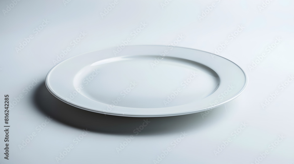 Poster empty plate on white background isolated selective focus : generative ai