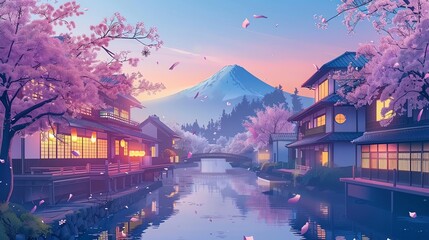 Fototapeta premium House in Tokyo city Japan, anime comic art style