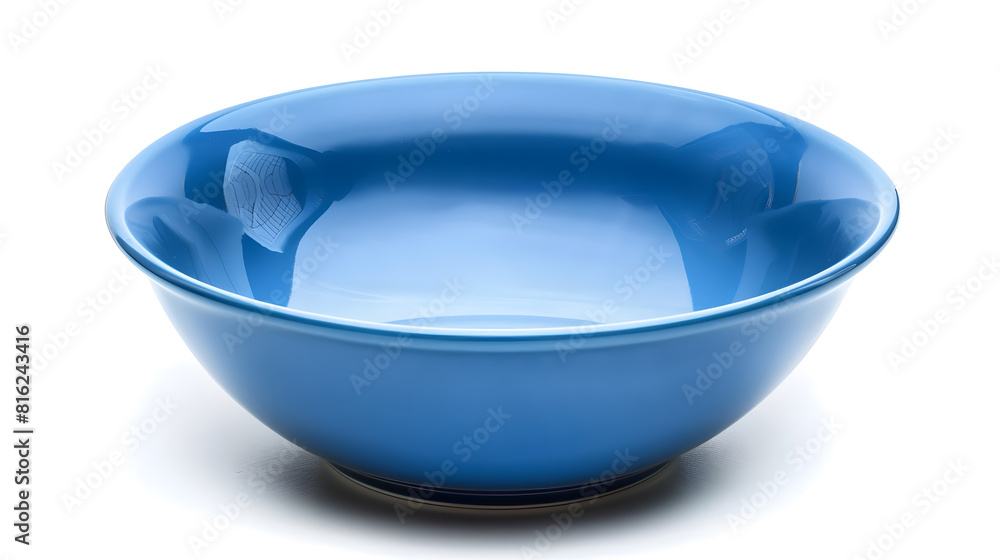 Poster empty blue ceramic bowl isolated on white background with clipping path high angle view of deep roun