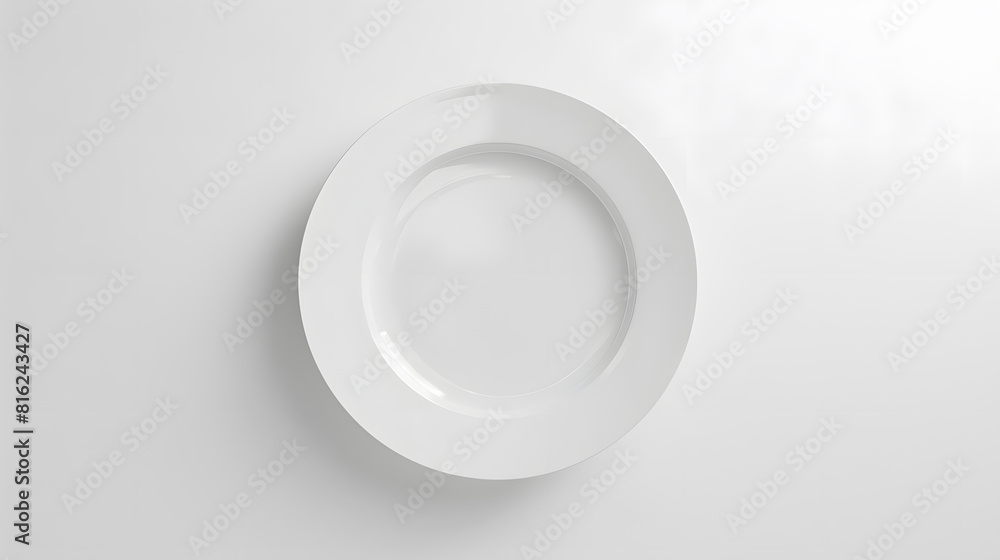 Poster white plate in three dimensions on a white background : Generative AI