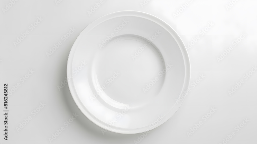 Poster empty white plate isolated on white background : generative ai