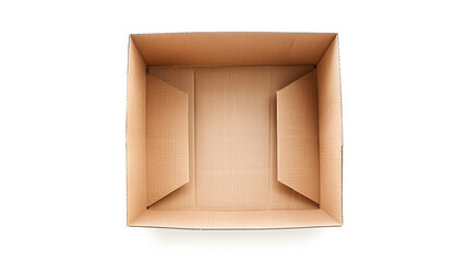 Open Empty Cardboard Box Isolated on White Background : Generative AI