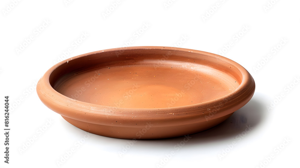 Poster clay plate isolated on white background side view : generative ai