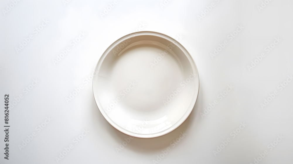 Poster clean empty ceramic plate isolated on white : generative ai