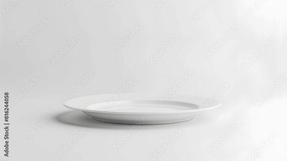 Poster empty white plate isolated on white background : generative ai