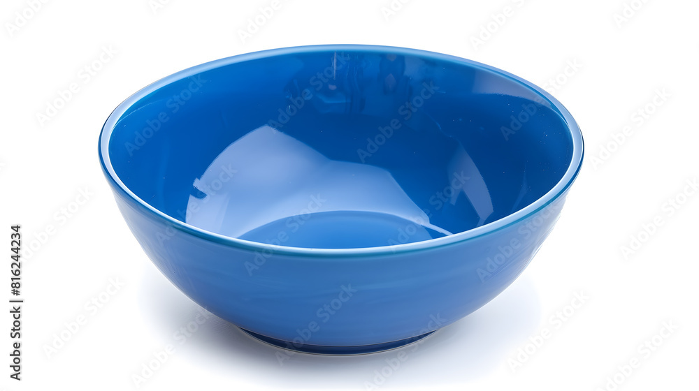 Aufkleber Empty blue ceramic bowl isolated on white background with clipping path High angle view of deep round blue bowl isolated : Generative AI